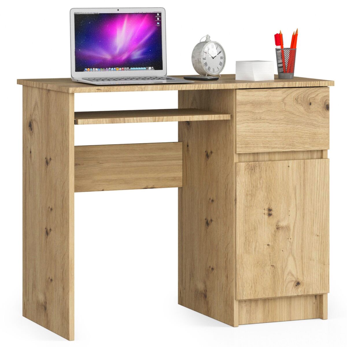 Escritorio de ordenador AKORD PIKSEL derecho 1 puerta 1 cajón 90x50 Roble Artisan