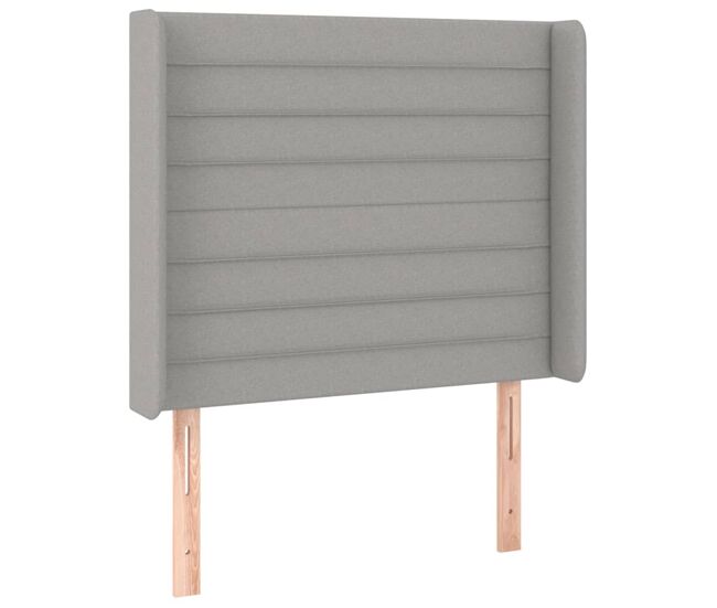Cabecero con orejas de tela gris claro 103x16x118/128 cm