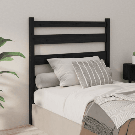 vidaXL Cabeceira de cama 81x4x100 cm pinho maciço preto
