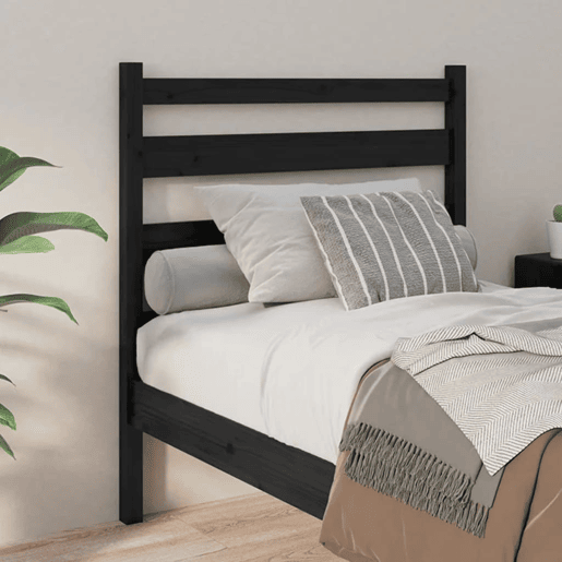vidaXL Cabeceira de cama 81x4x100 cm pinho maciço preto