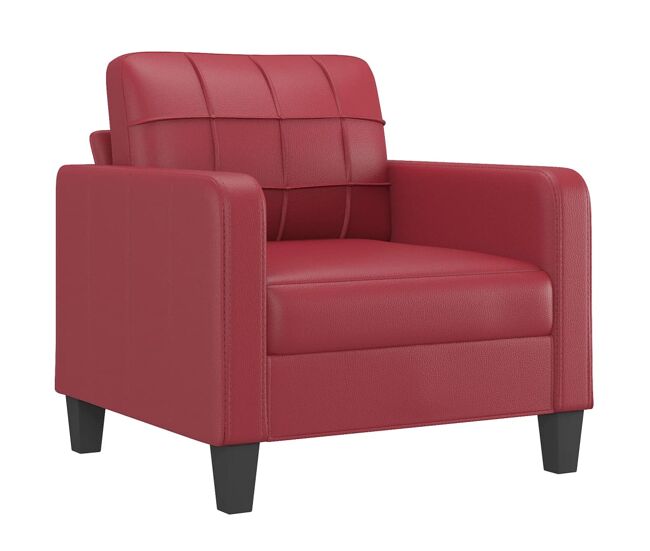 Vidaxl sillón cuero sintético rojo tinto 60 cm