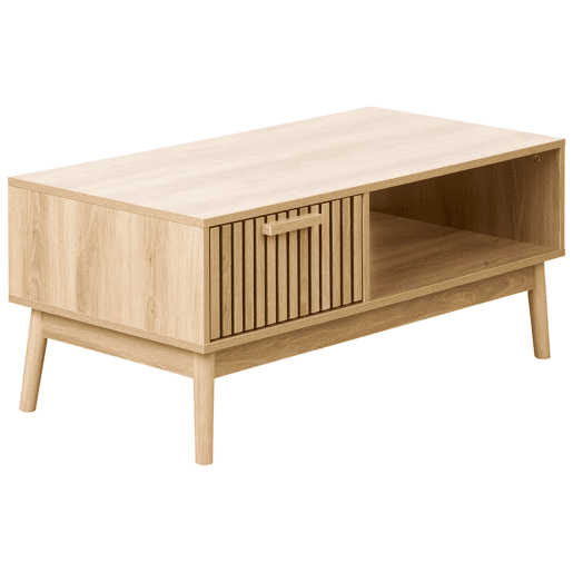 Mesa de centro LYNWOOD Castanho claro com arrumação