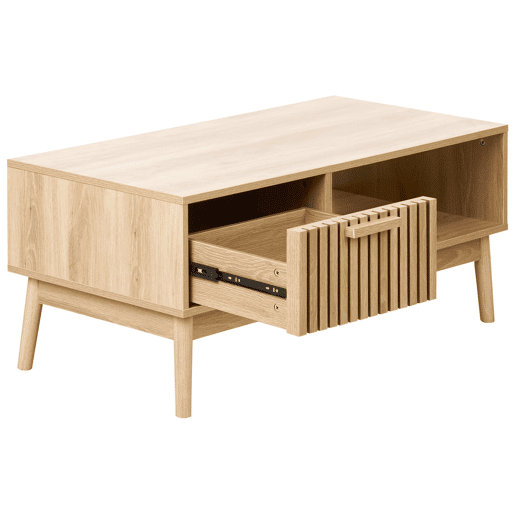 Mesa de centro LYNWOOD Castanho claro com arrumação