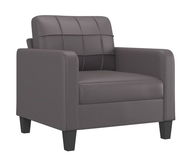 Vidaxl sillón cuero sintético gris 60 cm