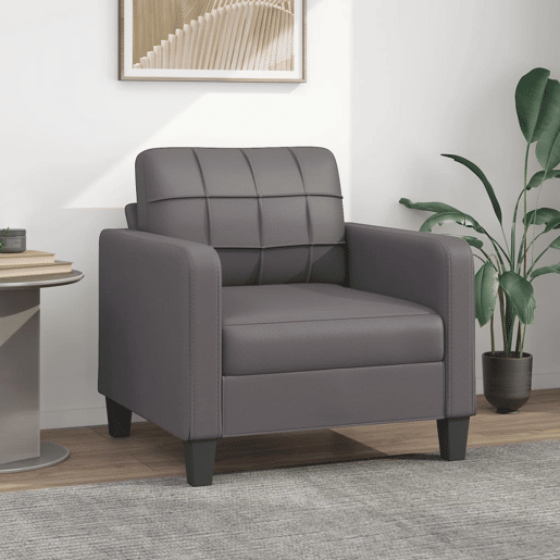 vidaXL Poltrona 60 cm couro artificial cinzento vidaXL Poltrona 60 cm couro artificial cinzento