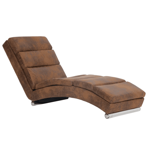 vidaXL Chaise longue camurça artificial castanho vidaXL Chaise longue camurça artificial castanho