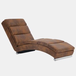 vidaXL Chaise longue camurça artificial castanho