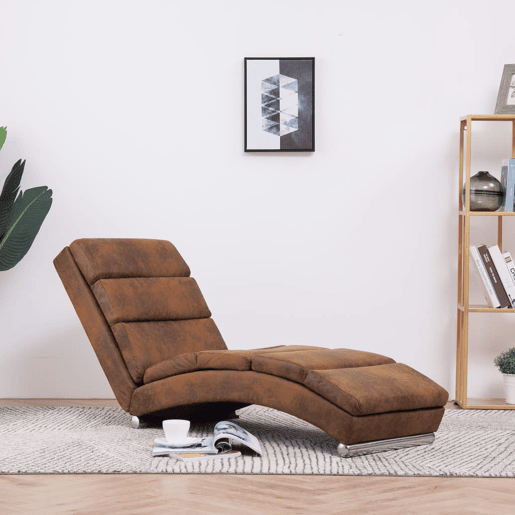 vidaXL Chaise longue camurça artificial castanho vidaXL Chaise longue camurça artificial castanho