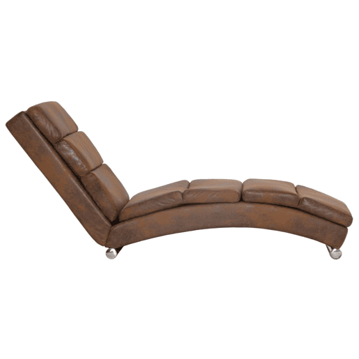 vidaXL Chaise longue camurça artificial castanho vidaXL Chaise longue camurça artificial castanho