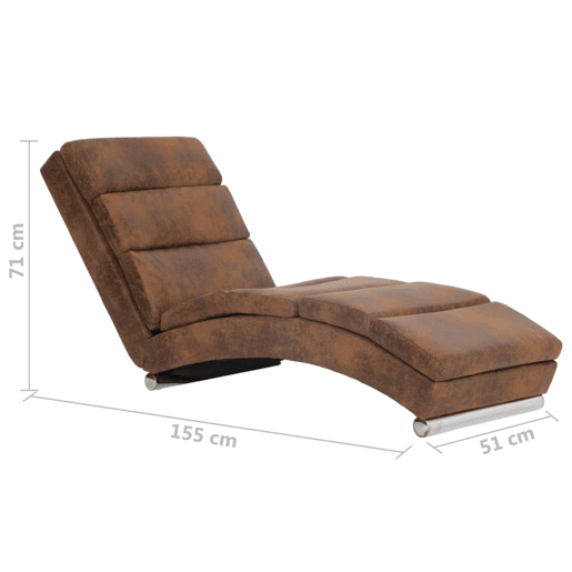 vidaXL Chaise longue camurça artificial castanho vidaXL Chaise longue camurça artificial castanho