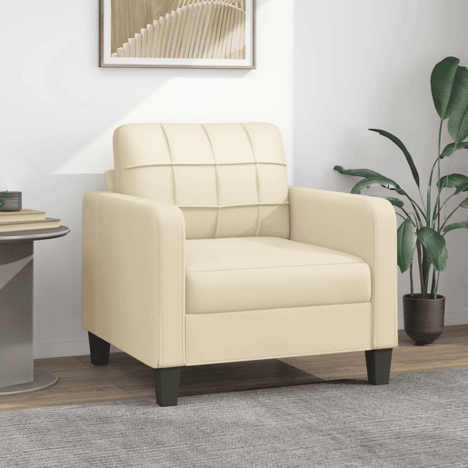 vidaXL Poltrona 60 cm couro artificial creme vidaXL Poltrona 60 cm couro artificial creme