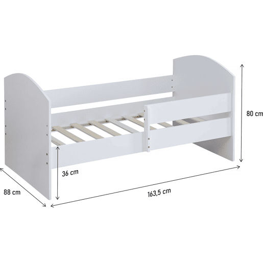 Cama infantil com barreira Victoria - Madeira - Branca - 80 x 160 cm
