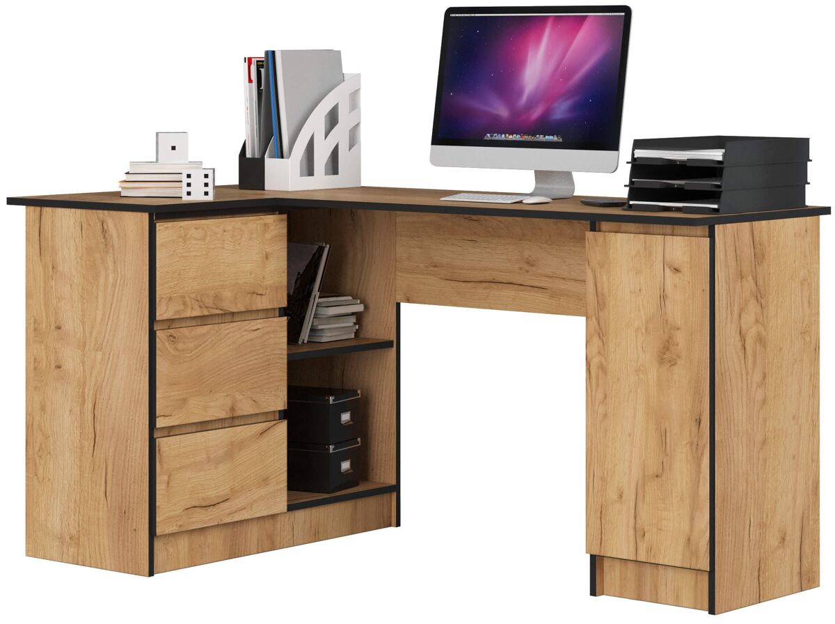 Escritorio B20 AKORD 3 cajones 4 estantes color Roble Craft 155x85 Roble