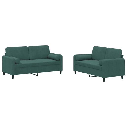 vidaXL 2 pcs conjunto de sofás com almofadas veludo verde-escuro vidaXL 2 pcs conjunto de sofás com almofadas veludo verde-escuro