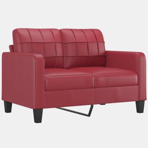 vidaXL Sofá de 2 lugares 120 cm couro artificial vermelho tinto