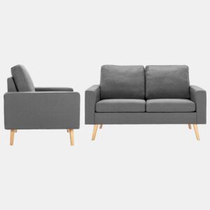 vidaXL 2 pcs conjunto de sofás tecido cinzento-claro