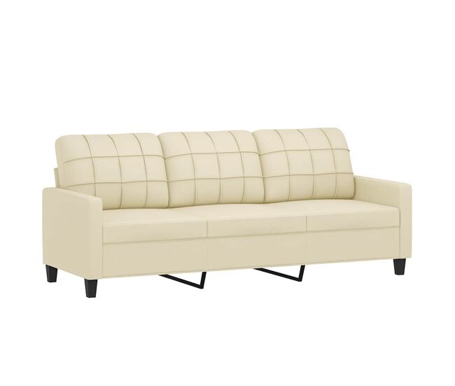 Vidaxl sofá de 3 plazas de cuero sintético color crema 180 cm