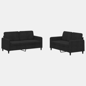 vidaXL 2 pcs conjunto de sofás veludo preto