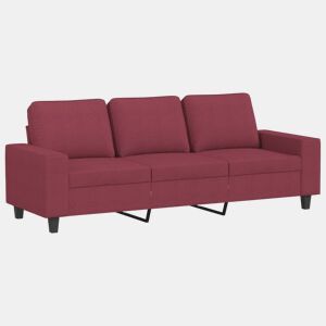 vidaXL Sofá de 3 lugares tecido 180 cm vermelho tinto