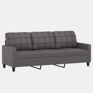 vidaXL Sofá de 3 lugares 180 cm couro artificial cinza