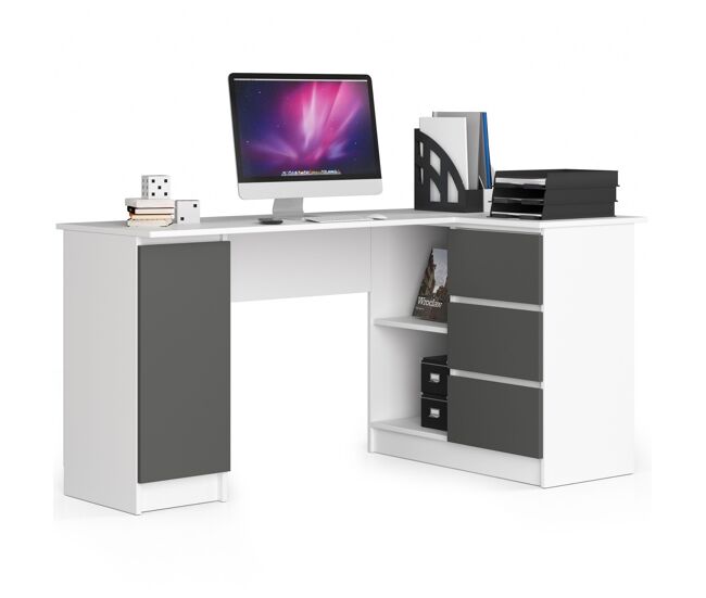 Escritorio esquinero b20 akord color blanco, grafito gris 155 cm
