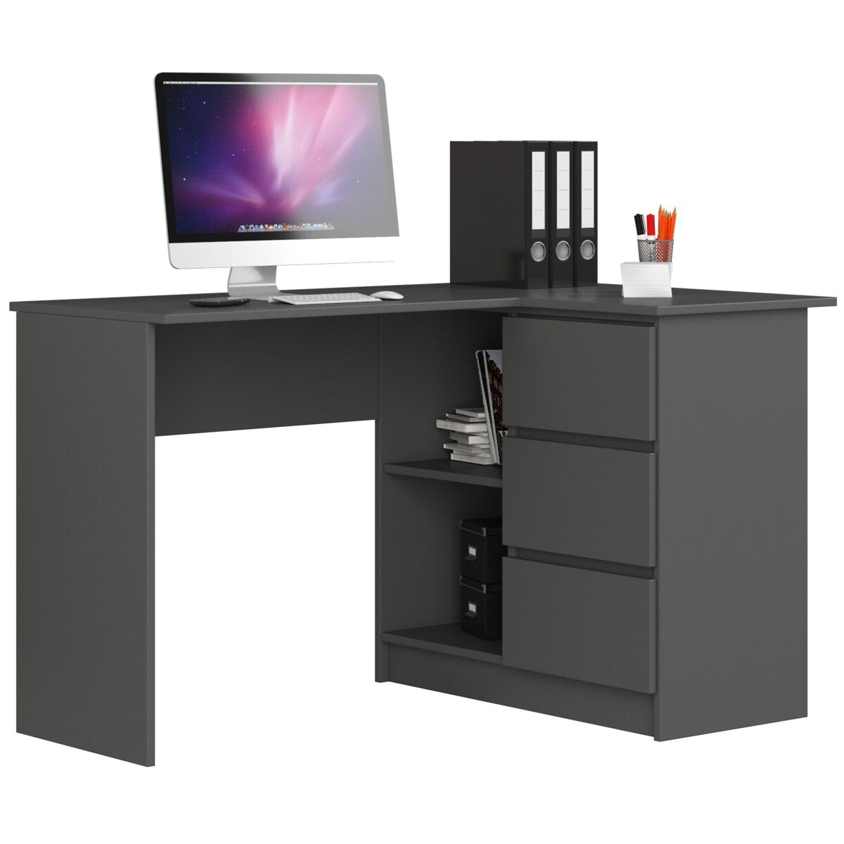 Escritorio esquinero b16 akord color grafito gris 124 cm