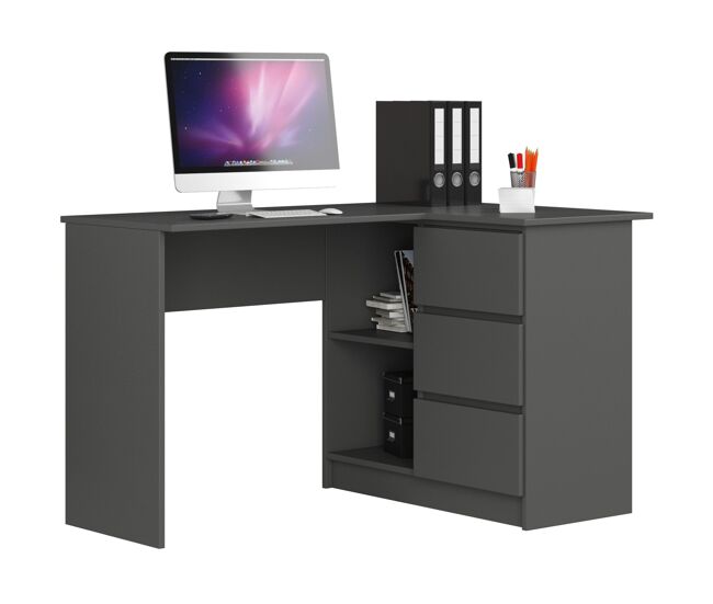 Escritorio esquinero b16 akord color grafito gris 124 cm