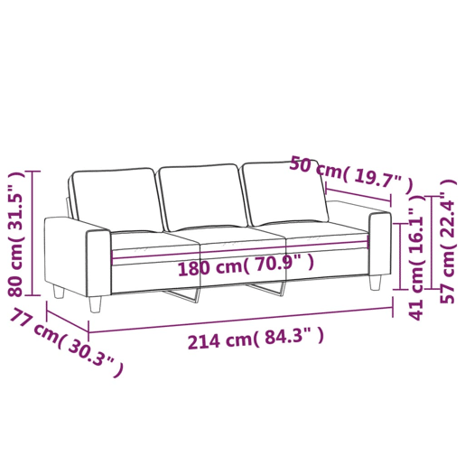 vidaXL Sofá de 3 lugares tecido 180 cm preto vidaXL Sofá de 3 lugares tecido 180 cm preto