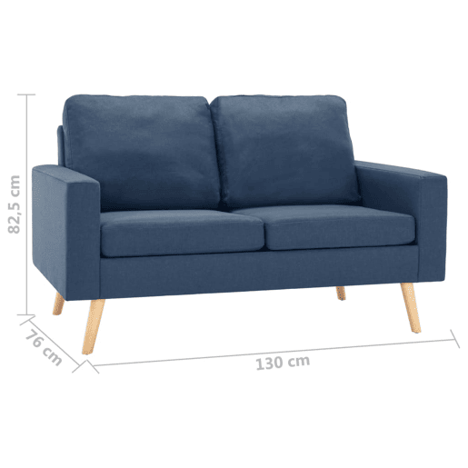 vidaXL Sofá de 2 lugares tecido azul