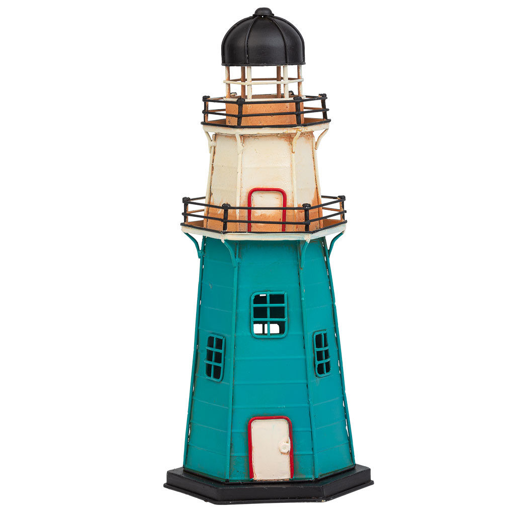 Faro hucha de metal azul 13.5x12x30