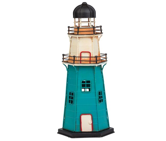 Faro hucha de metal azul 13.5x12x30