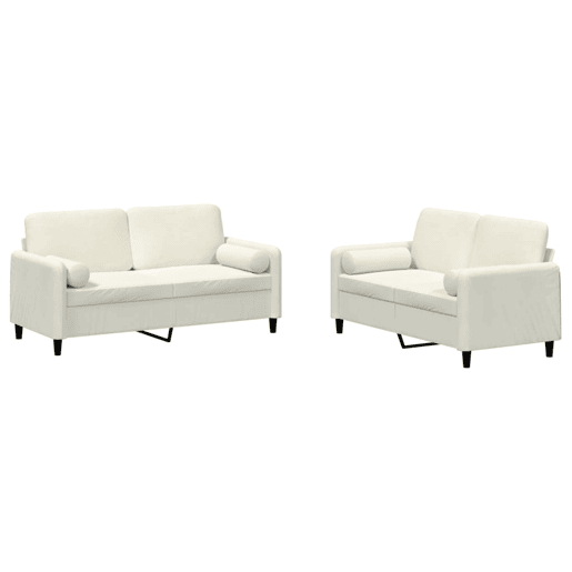 vidaXL 2 pcs conjunto de sofás com almofadas veludo cor creme vidaXL 2 pcs conjunto de sofás com almofadas veludo cor creme