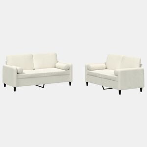 vidaXL 2 pcs conjunto de sofás com almofadas veludo cor creme