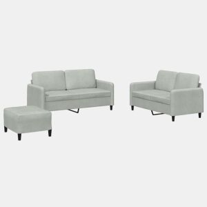 vidaXL 3 pcs conjunto de sofás veludo cinzento-claro