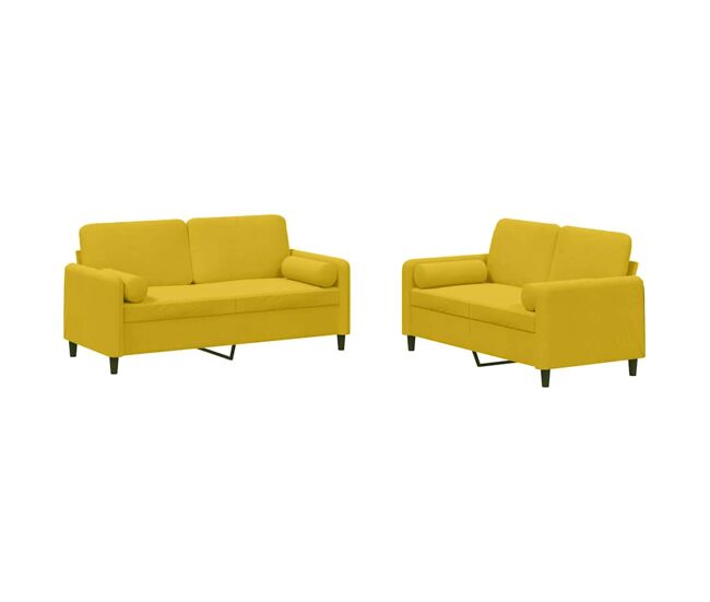 Vidaxl juego de sofás con cojines 2 piezas terciopelo amarillo