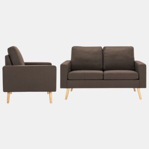 vidaXL 2 pcs conjunto de sofás tecido castanho