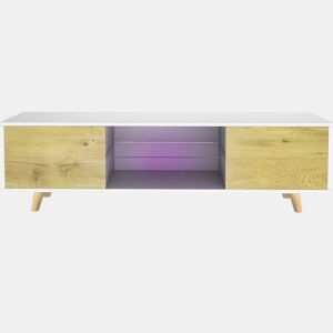 Móvel TV LED Inna - 140 x 42 x 45 cm - BrancoCarvalho