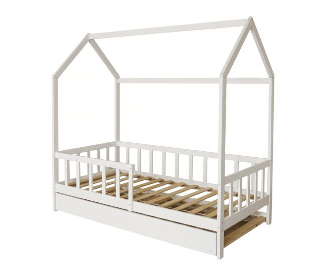 Cama cabaña infantil "paloma" con cajón - 90 x 190 cm - blanco