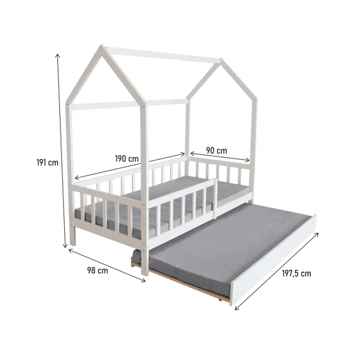 Cama cabine infantil com gaveta Paloma - 90 x 190 cm - Branco