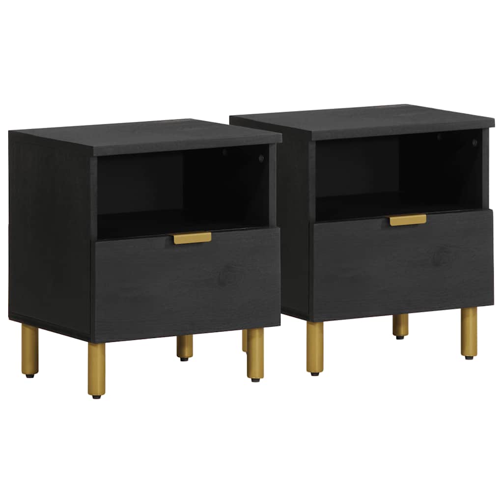 vidaxl mesita de noche madera maciza de ingenieria negra 40x33x46 cm