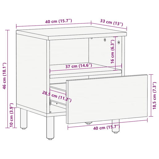 vidaXL Mesa de cabeceira 40x33x46 cm derivados de madeira preto