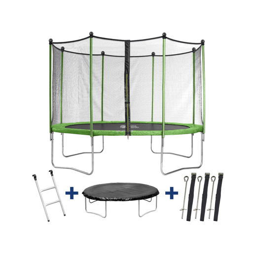 Trampolim Yoopi 2 LUXE - Ø 3,65 m - Com rede + escada + cobertura + kit de âncora