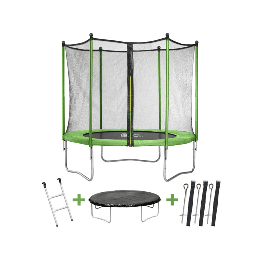 Trampolim Yoopi 2 - Ø 1,80 m - com rede + escada + cobertura + kit âncora