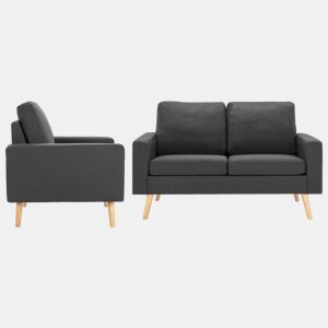 vidaXL 2 pcs conjunto de sofás tecido cinzento-escuro