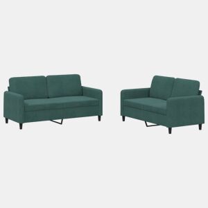 vidaXL 2 pcs conjunto de sofás veludo verde-escuro