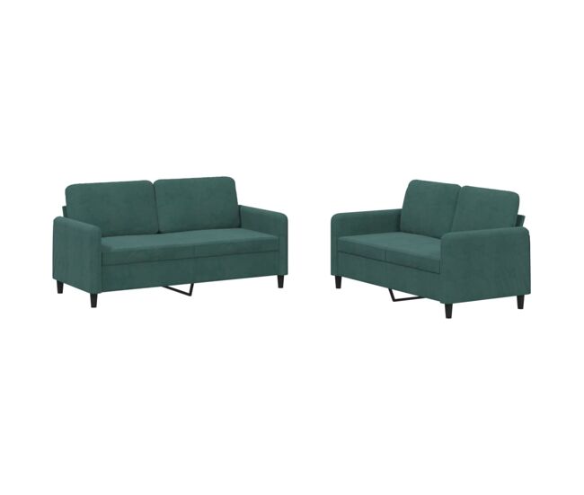 Vidaxl juego de sofás 2 piezas terciopelo verde oscuro