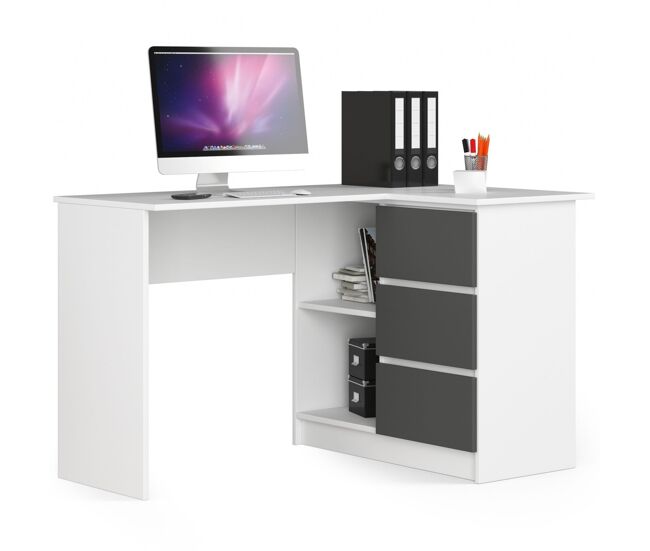 Escritorio esquinero b16 akord color blanco, grafito gris 124 cm