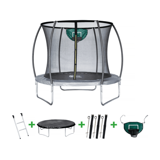 Trampolim jumper Prestige de 2,44 m e cesta de basquete