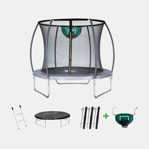 Trampolim jumper Prestige de 2,44 m e cesta de basquete
