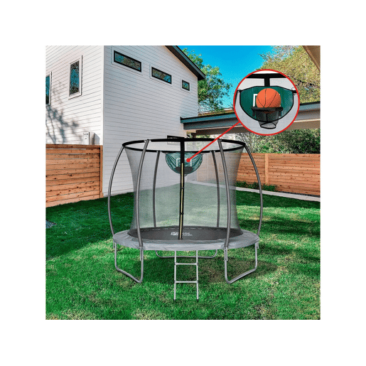 Trampolim jumper Prestige de 2,44 m e cesta de basquete